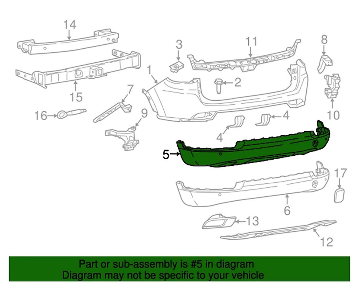 2016-2018 Jeep Compass Arka Alt Tampon (Tyg) (Oem No:5Up46Rxfac)