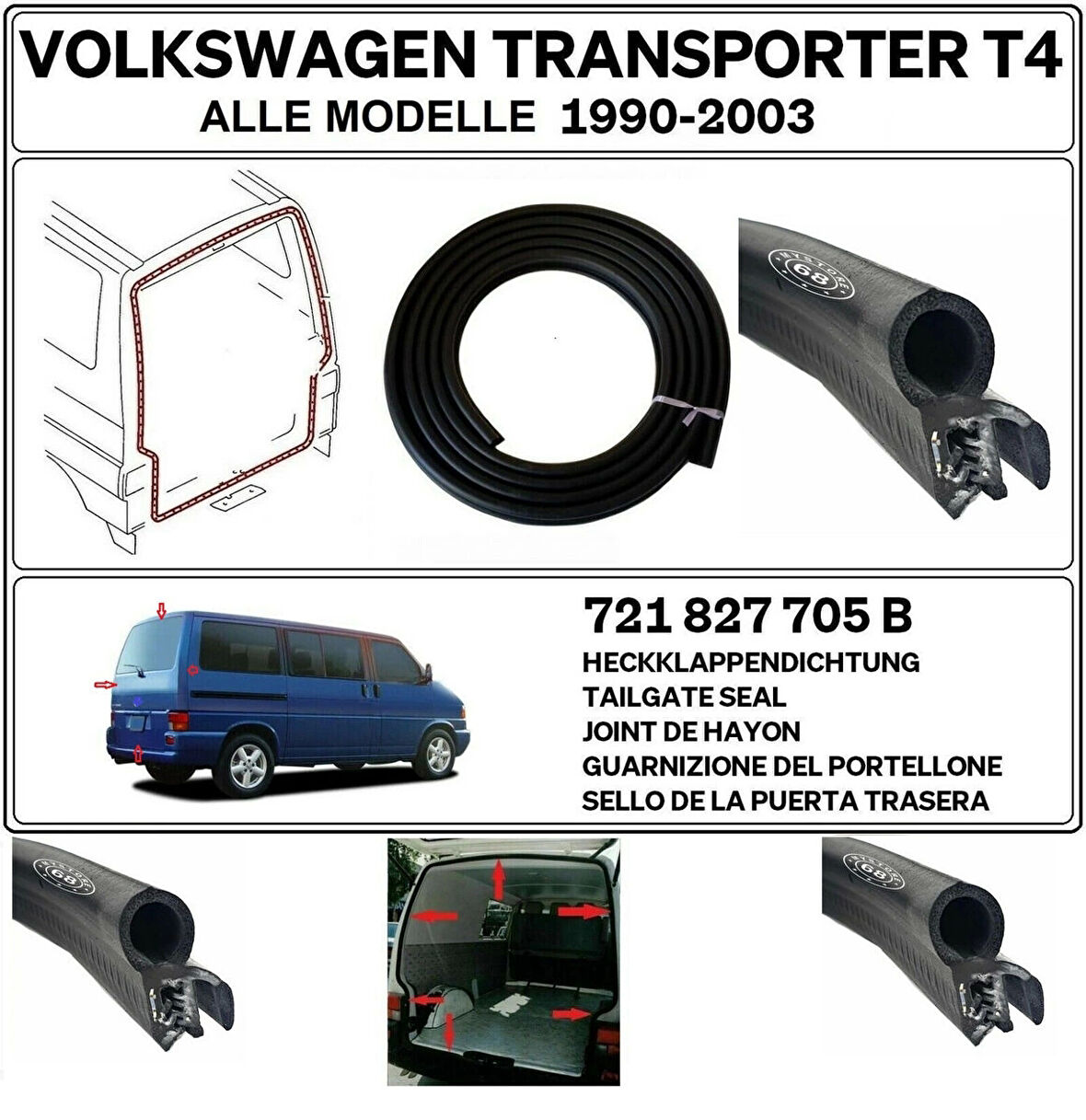 Fitil Bagaj Transporter T4None (Oem No: Vw-721827705B)