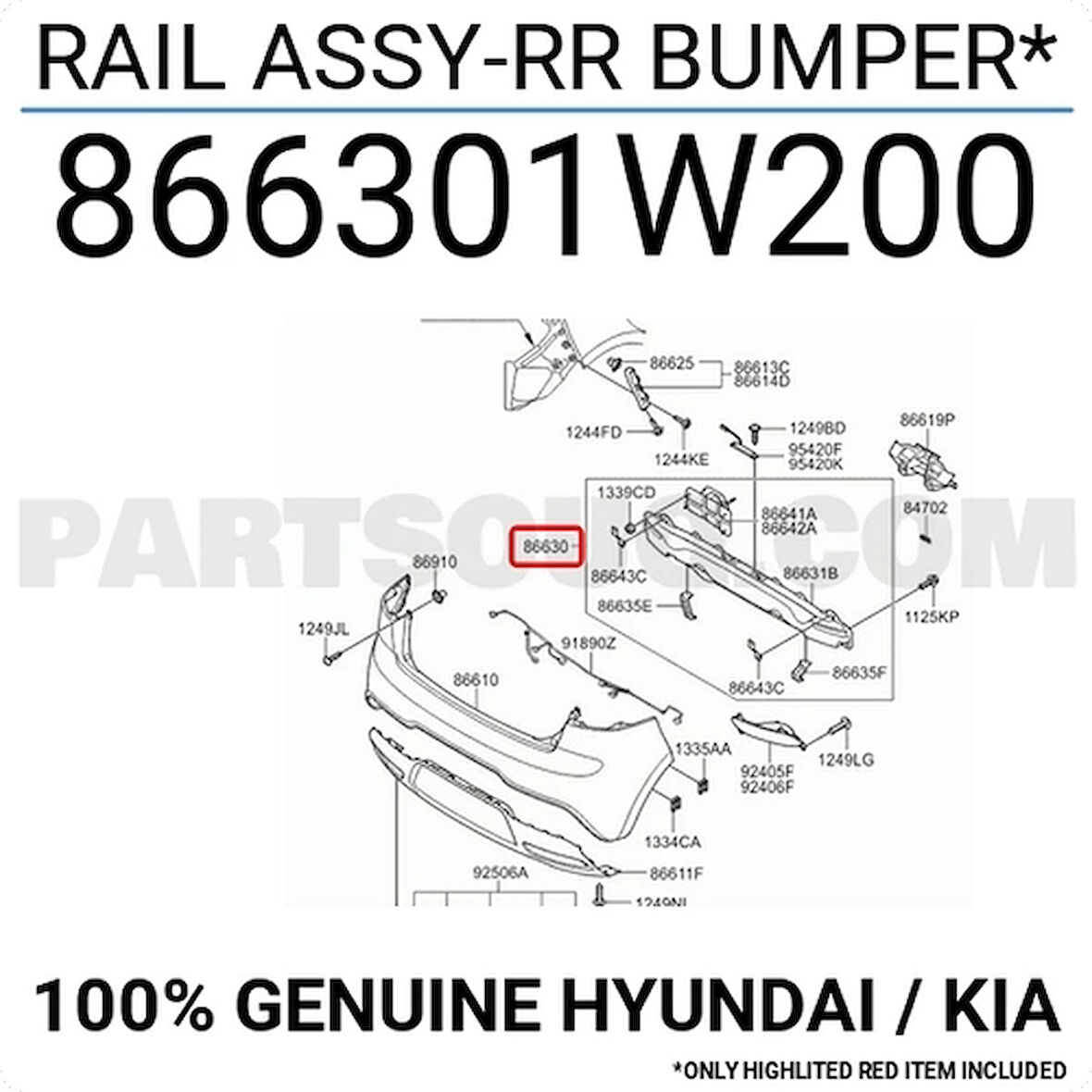 2012-2016 Kıa Rio Sd Arka Tampon Demiri (Bfn) (Oem No:866301W020)