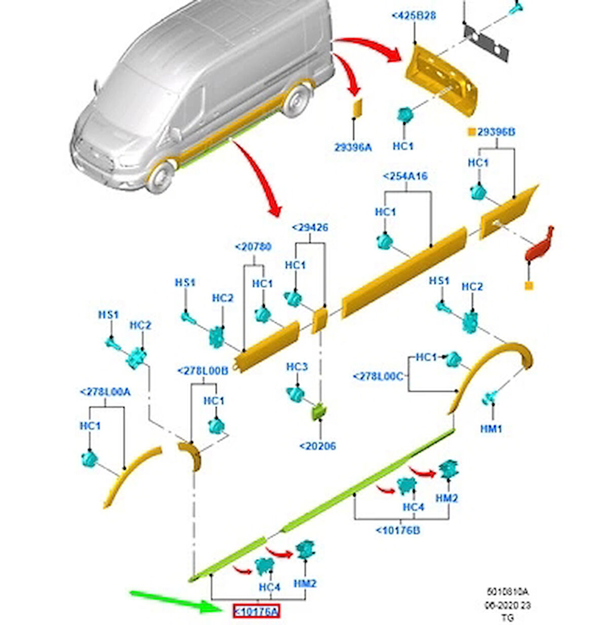 Marşpiyel  Bakalıtı Sol Sol Tümü Ford Transıt V-363 Bm 14- (Oem No: Bk31 V10155 Af5Cnd)