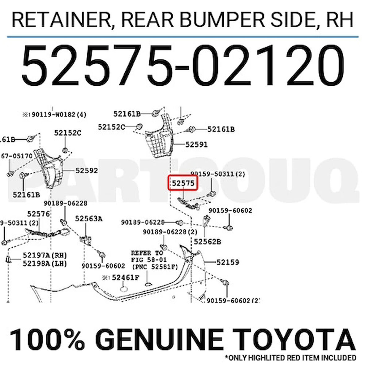 Tampon Bağlantı Braketi Corolla Arka 13Sonrası Sağ (Oem No: 52575-02120)
