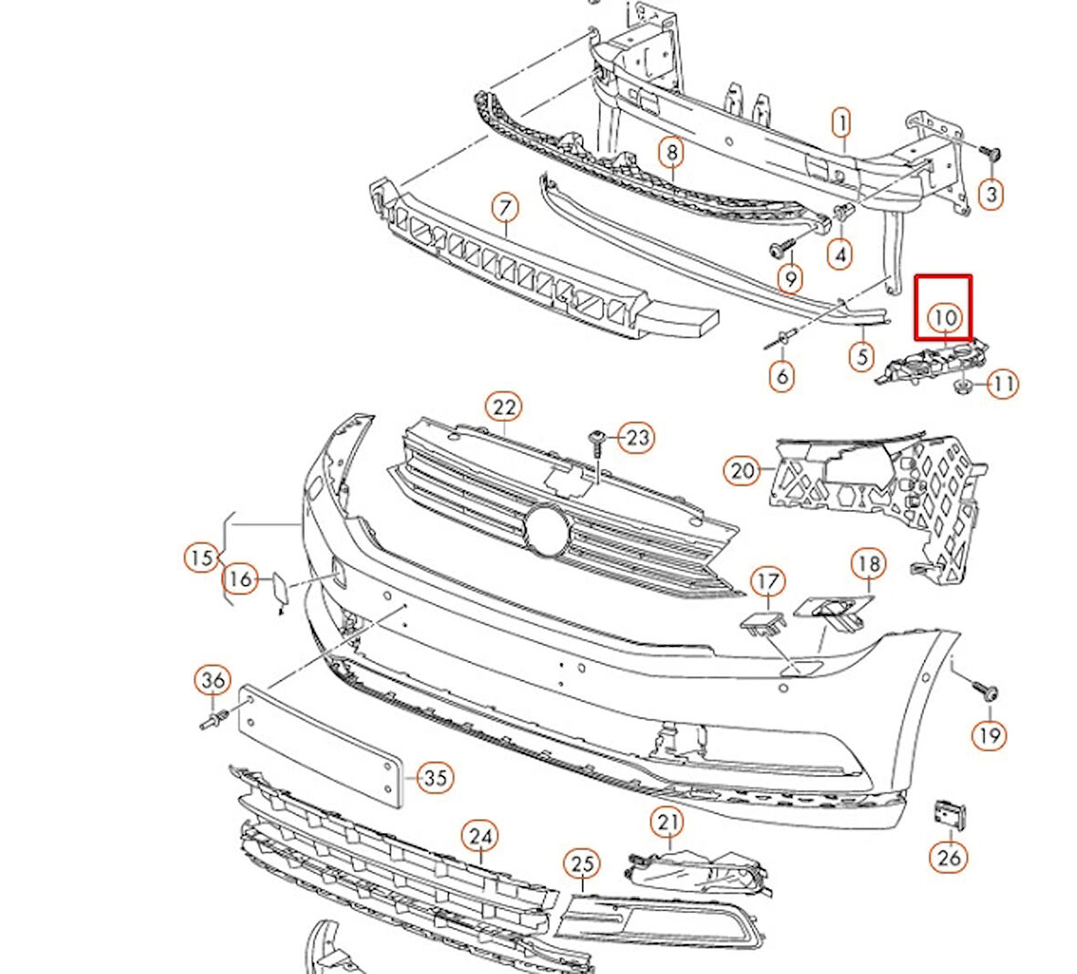 Tampon Bağlantı Braketi Passat 15Sonrası Küçük Ön Sol (Oem No: 3G0807049)