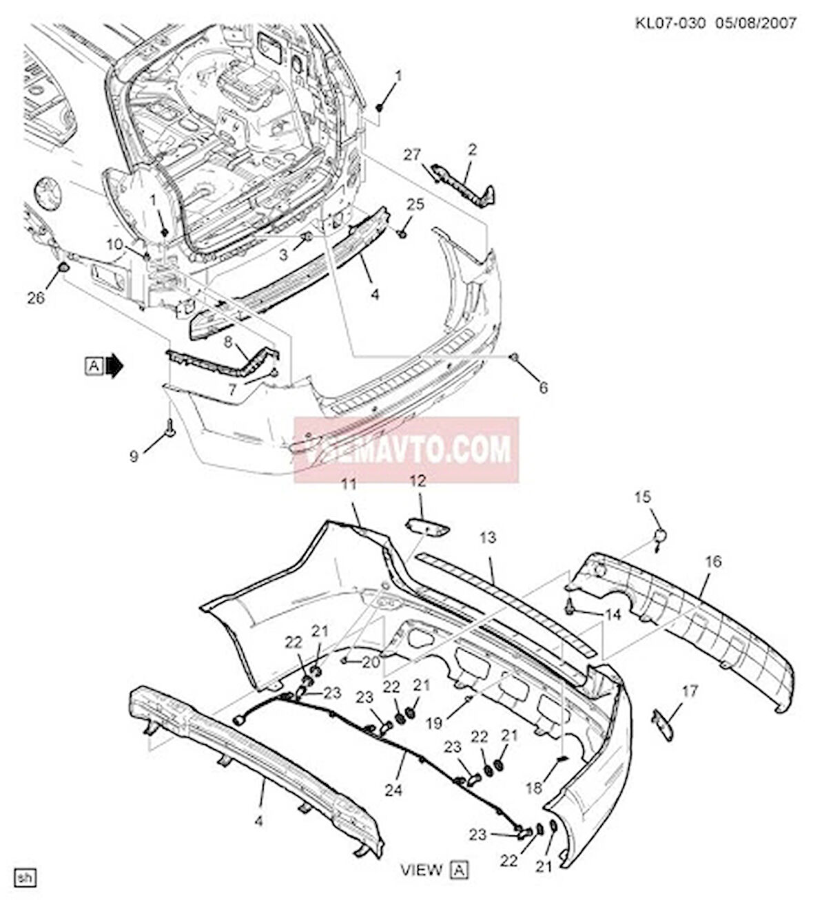 Arka Tampon Braketı : L Opel Captıva Bm 07- (Oem No: 20961276)