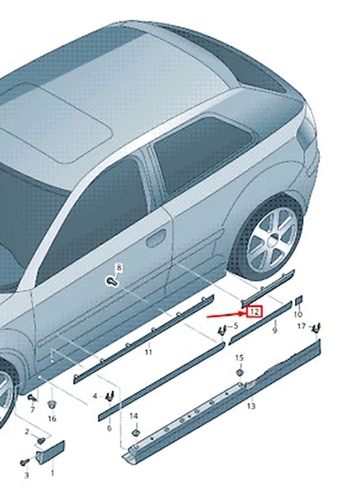 Kapı Bandı A3 04-13 Arka Sağ (Oem No: 8P4853964Bgru)