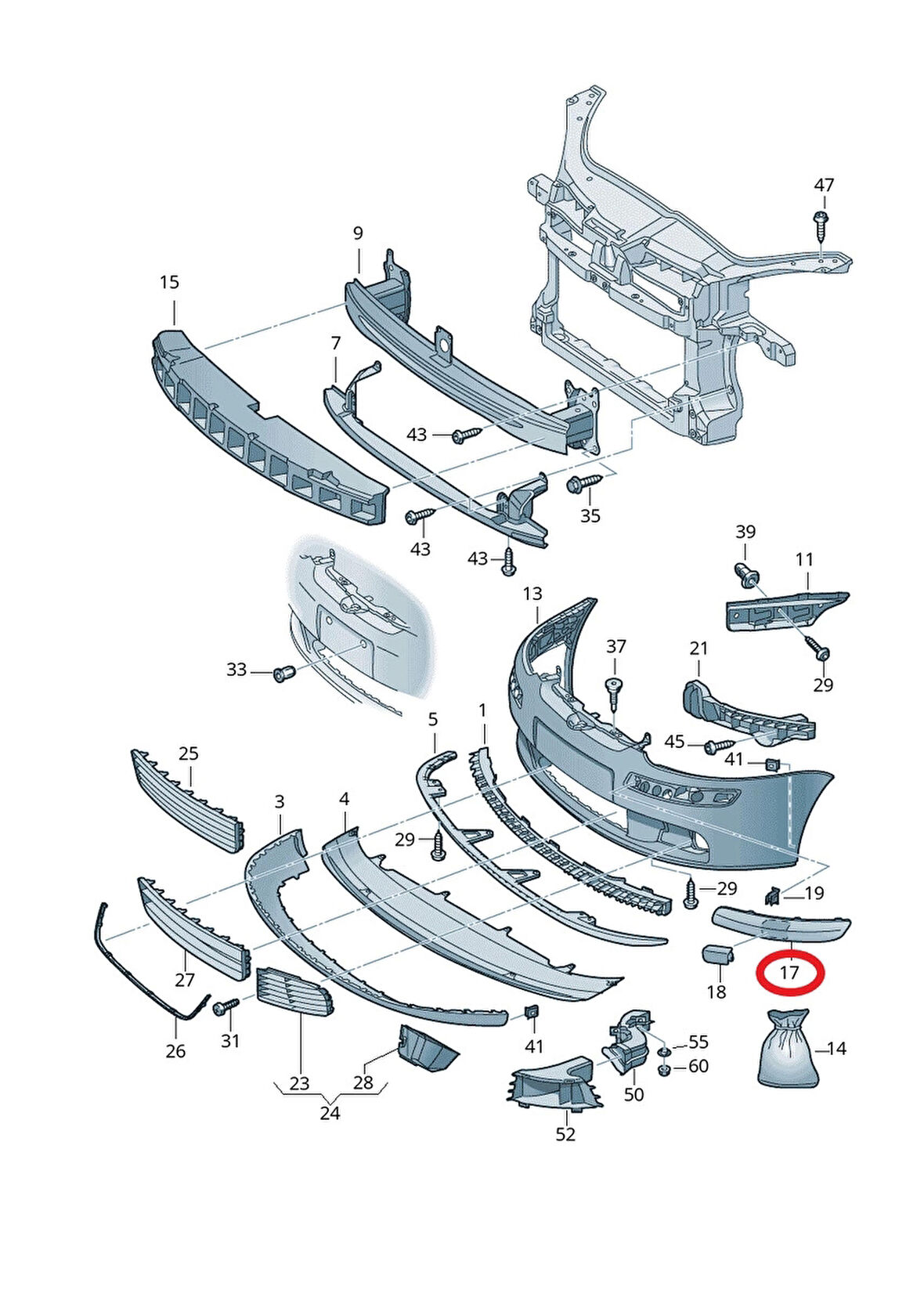 Bant Tampon Golf5 04-09 (Siyah) Ön Sol (Oem No: 1K08076559B9)
