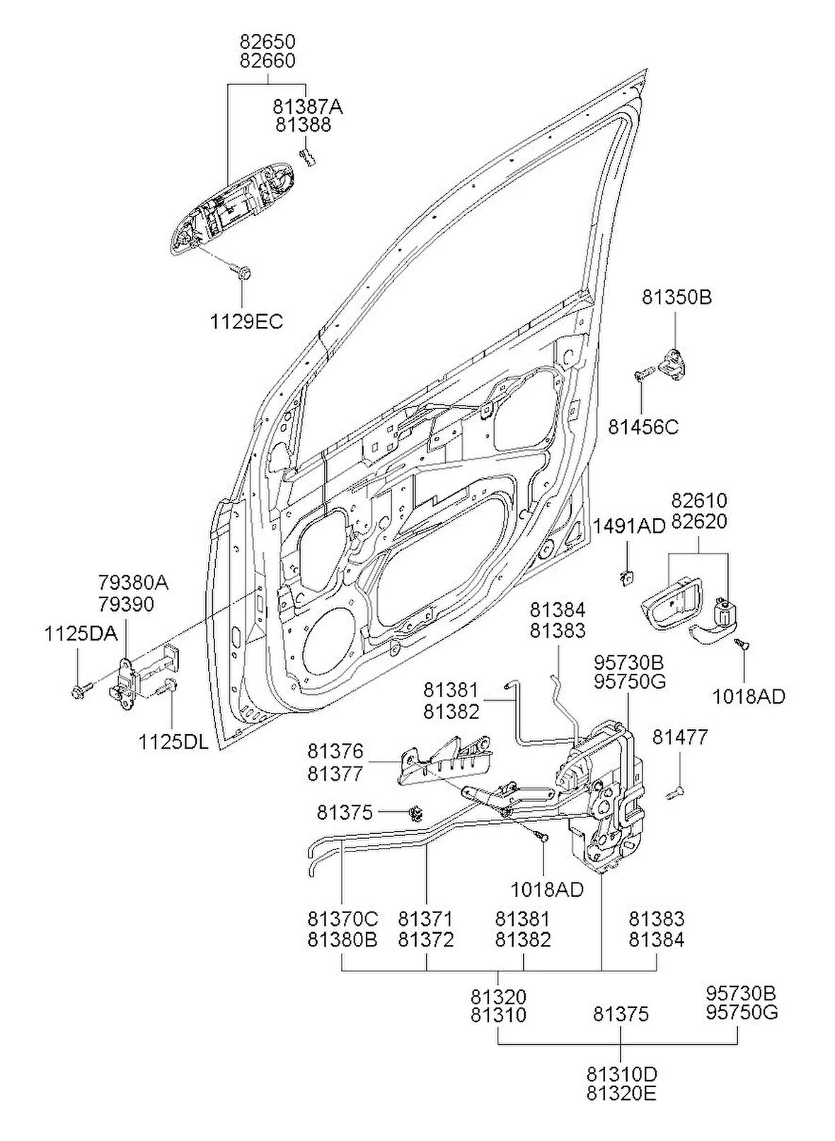 Kapı Kolu Getz 06-11 Ön Dış Sağ (Oem No: 82660-1C060)