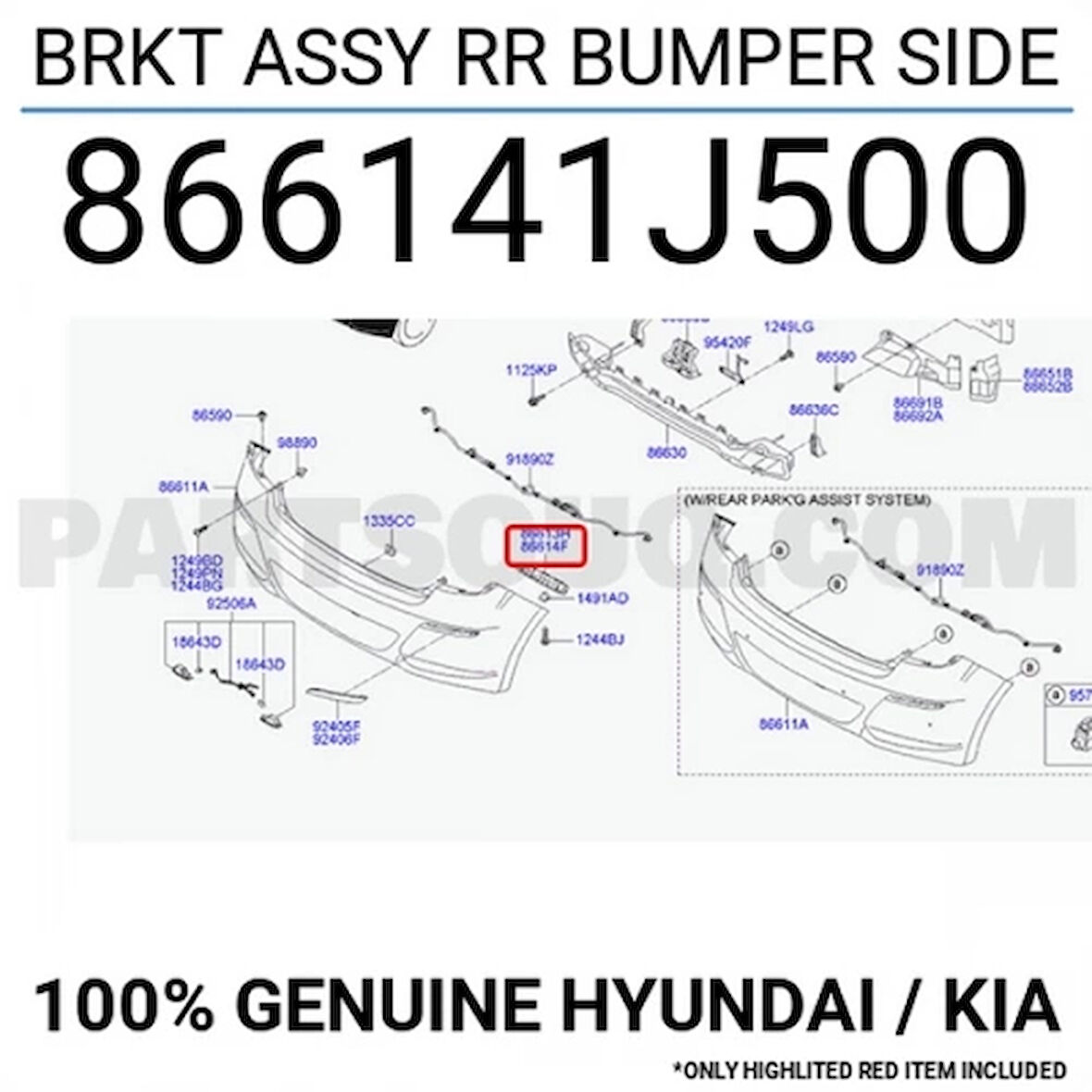 İ20 2012 2014 Tampon Braketi Arka Sağ  (Oem No:866141J500)