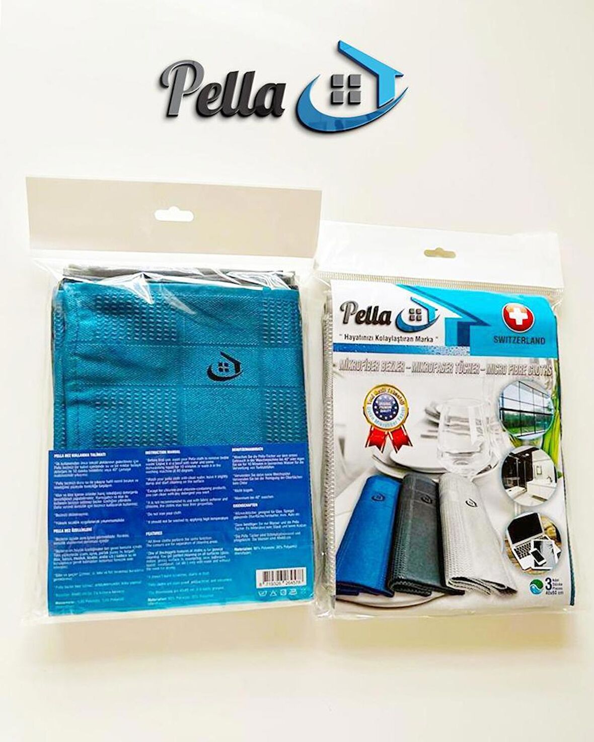 PELLA MİKROFİBER TEMİZLİK BEZİ 3LÜ PAKET