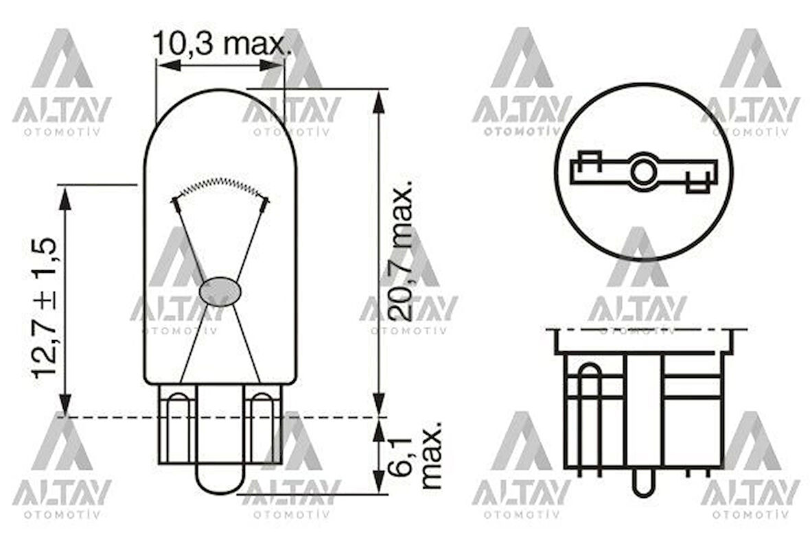 Ampül Eco 12V 5W W5W Büyük Dipsiz Gösterge Ampülü T10 (Oem No:1987302819)