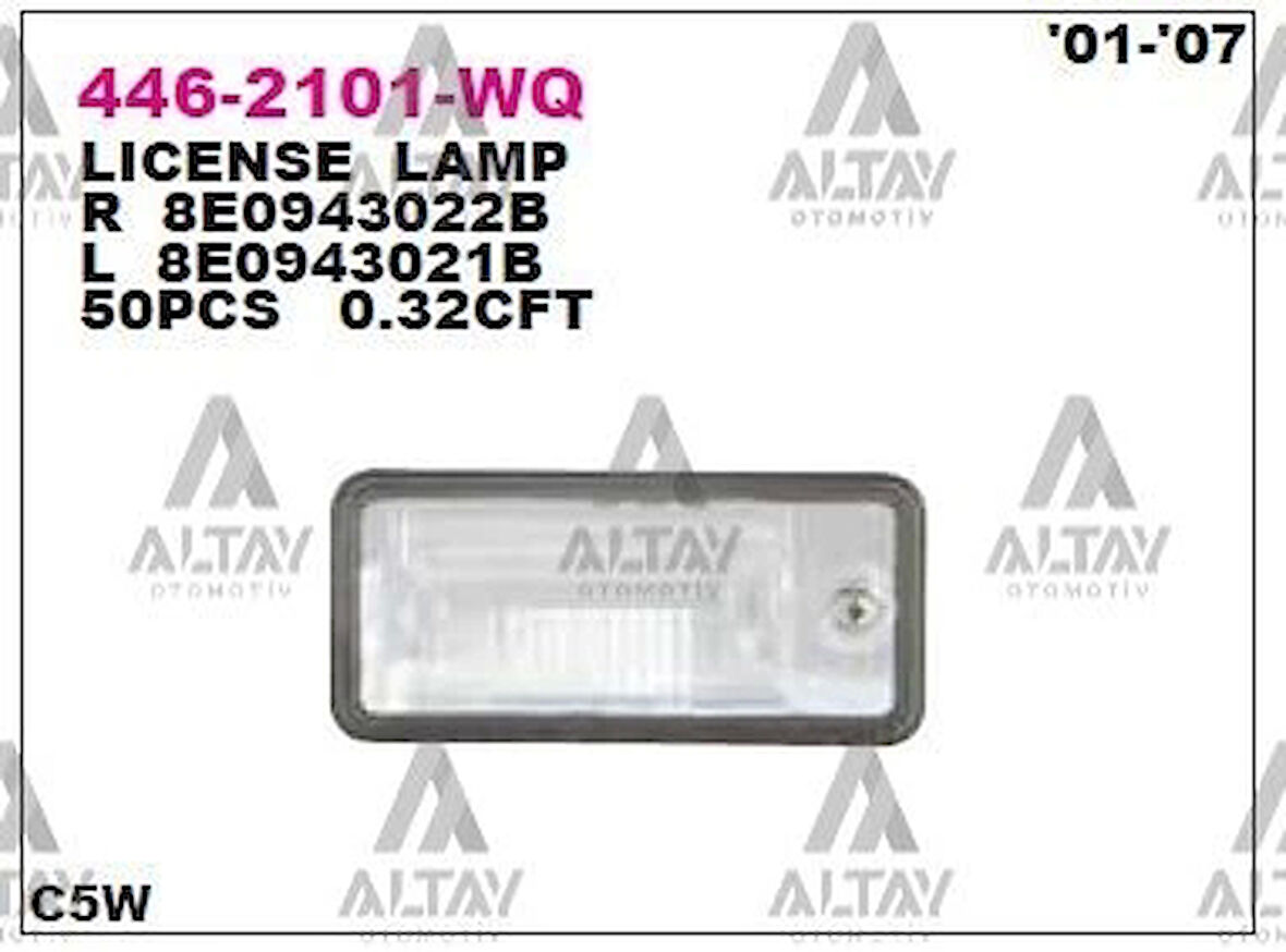Plaka Lambası A3 / A4 / A6 2001-2011 Sol (Oem No:8E0943021B)