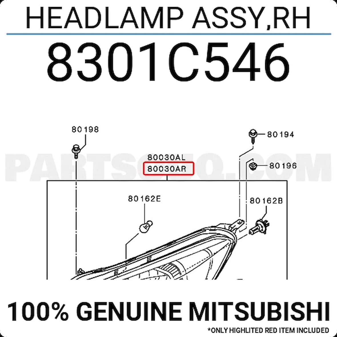 Japon Attrage (A13) Benzin 2014- Far Sağ  (Oem No:8301C546)