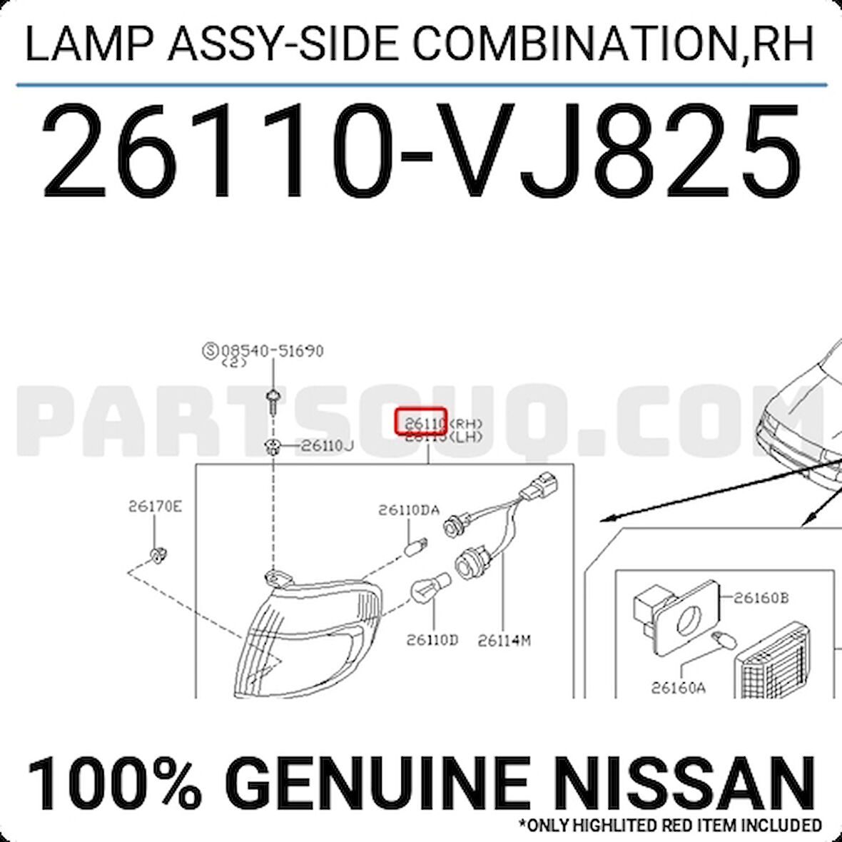 Japon Pıck-Up (D22) 2.7 D:3.2 Td 2000-2001 Sinyal Lambası Sağ . (Oem No:26110Vj825)
