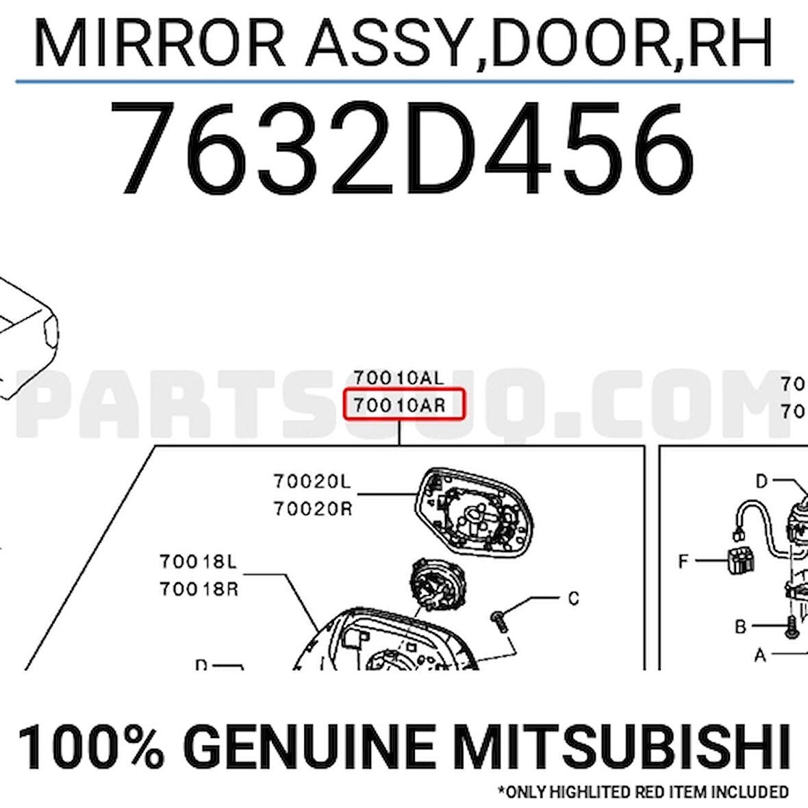Ayna Dış Dikiz L200 2019-2023 Elektrikli Sinyalli 5 Fişli Krom Sağ (Oem No:7632D456)