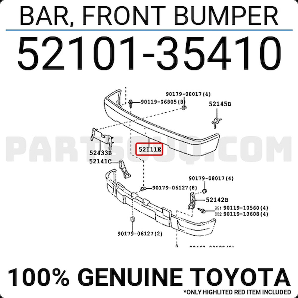 Tampon Hilux Ön  1998-2001 Ln-145 Krom (Oem No:5210135410)