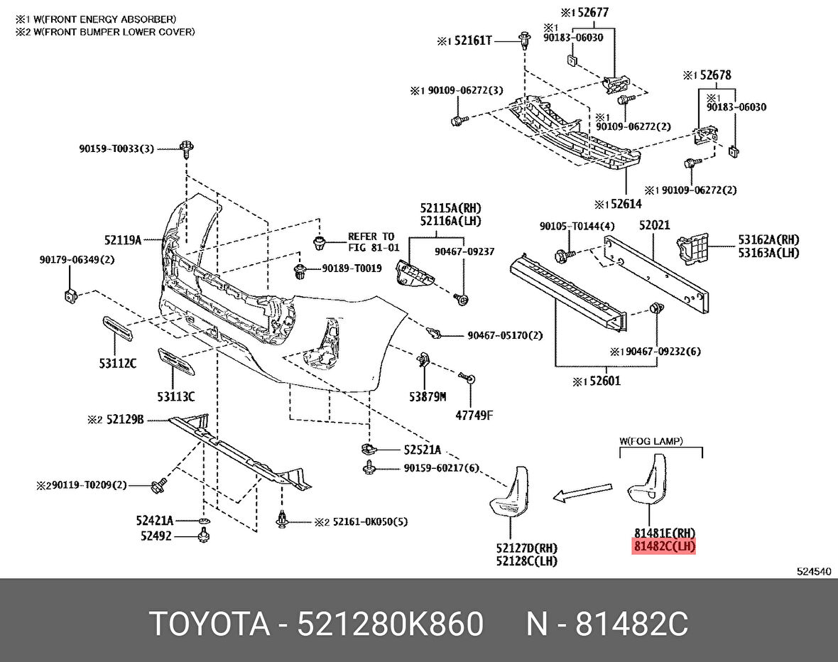 Sis Lamba Kapağı Hilux 2020 Sonrası Adventure-Hı-Cruıser Sol Sis Delikli (Oem No:521280K860)