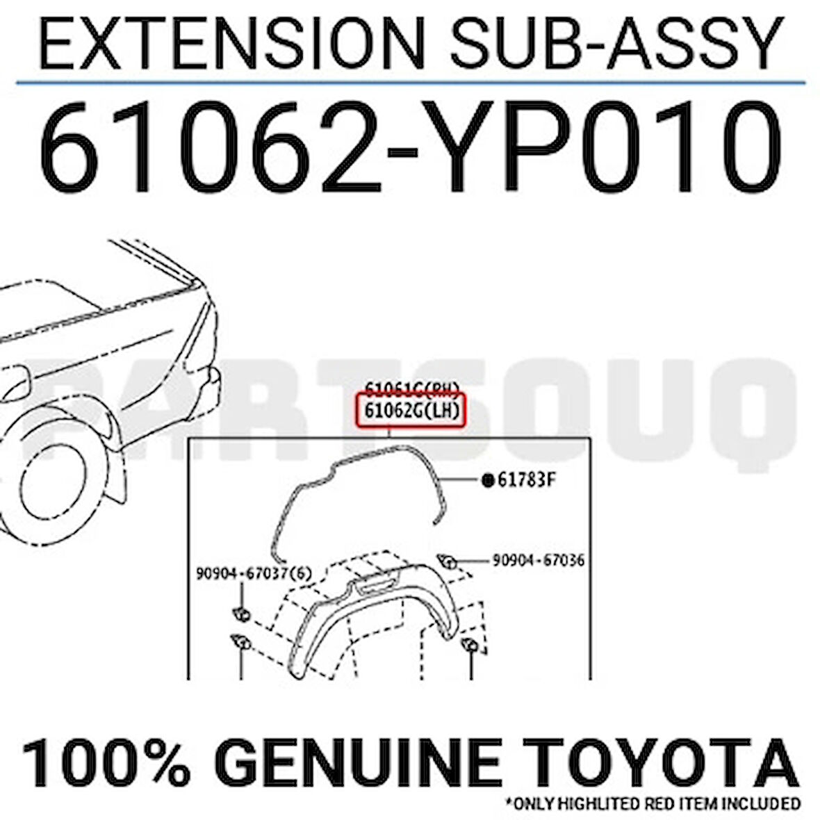 Dodik Çamurluk Hilux 2020 Sonrası Arka Sol (Oem No:61062Yp010)