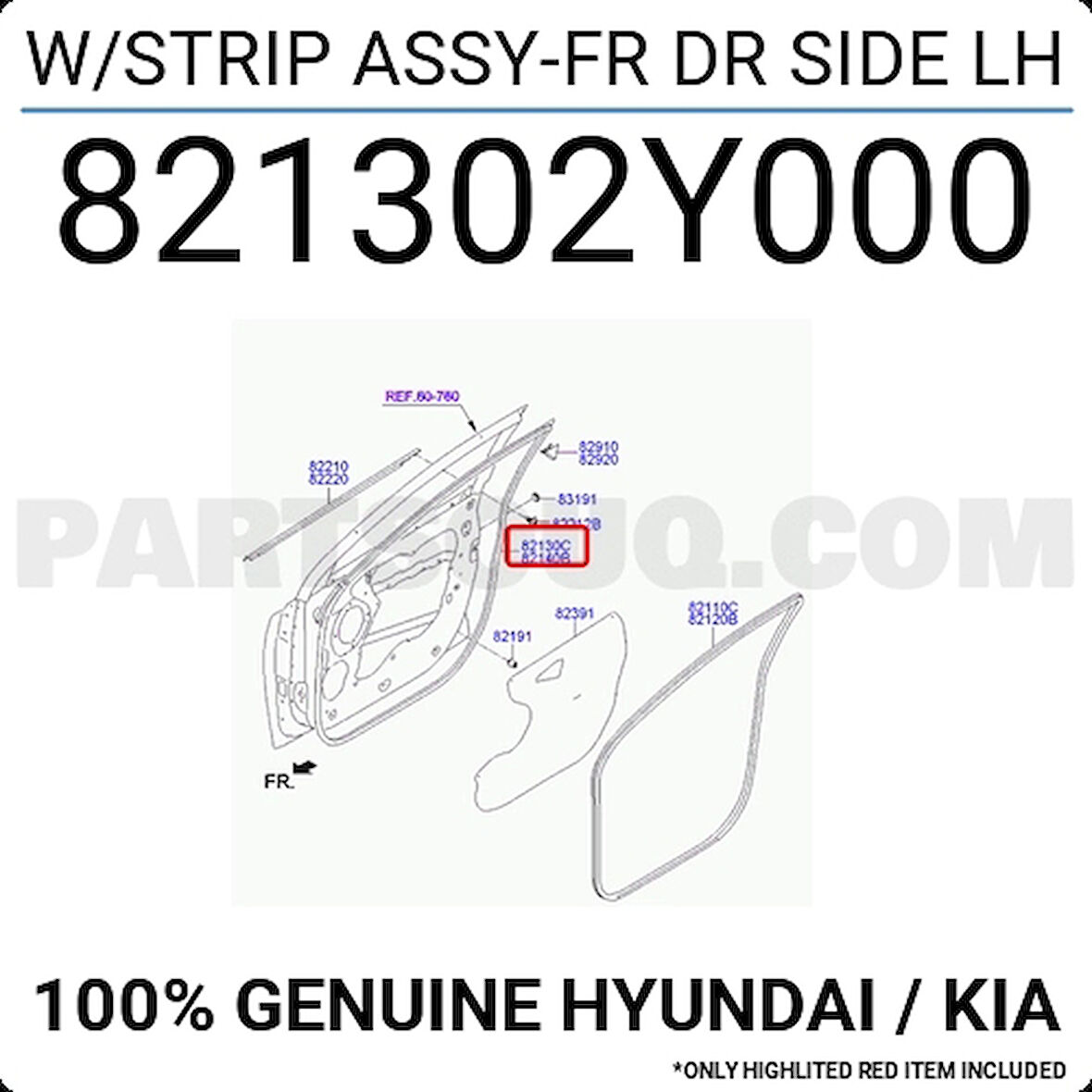 Kapı Çevre Fitili Ix-35 Ön 2010-2015 Sol (Oem No:821302Y000)