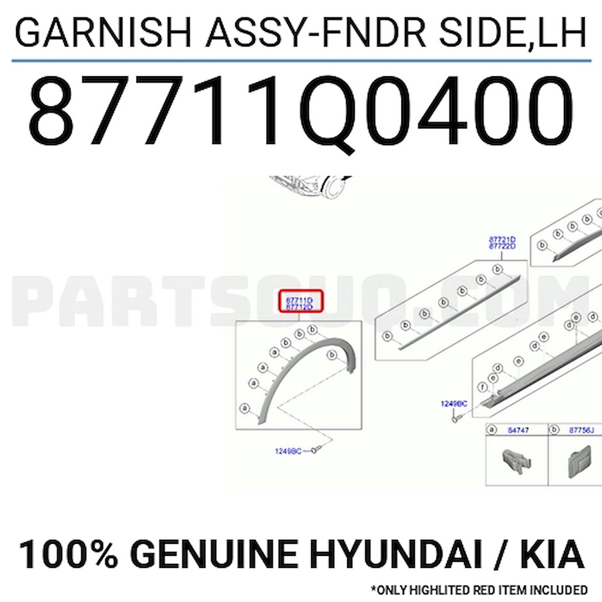 Dodik Bayon Ön Çamurluk Çıtası 2021 Sonrası Sol (Oem No:87711Q0400)