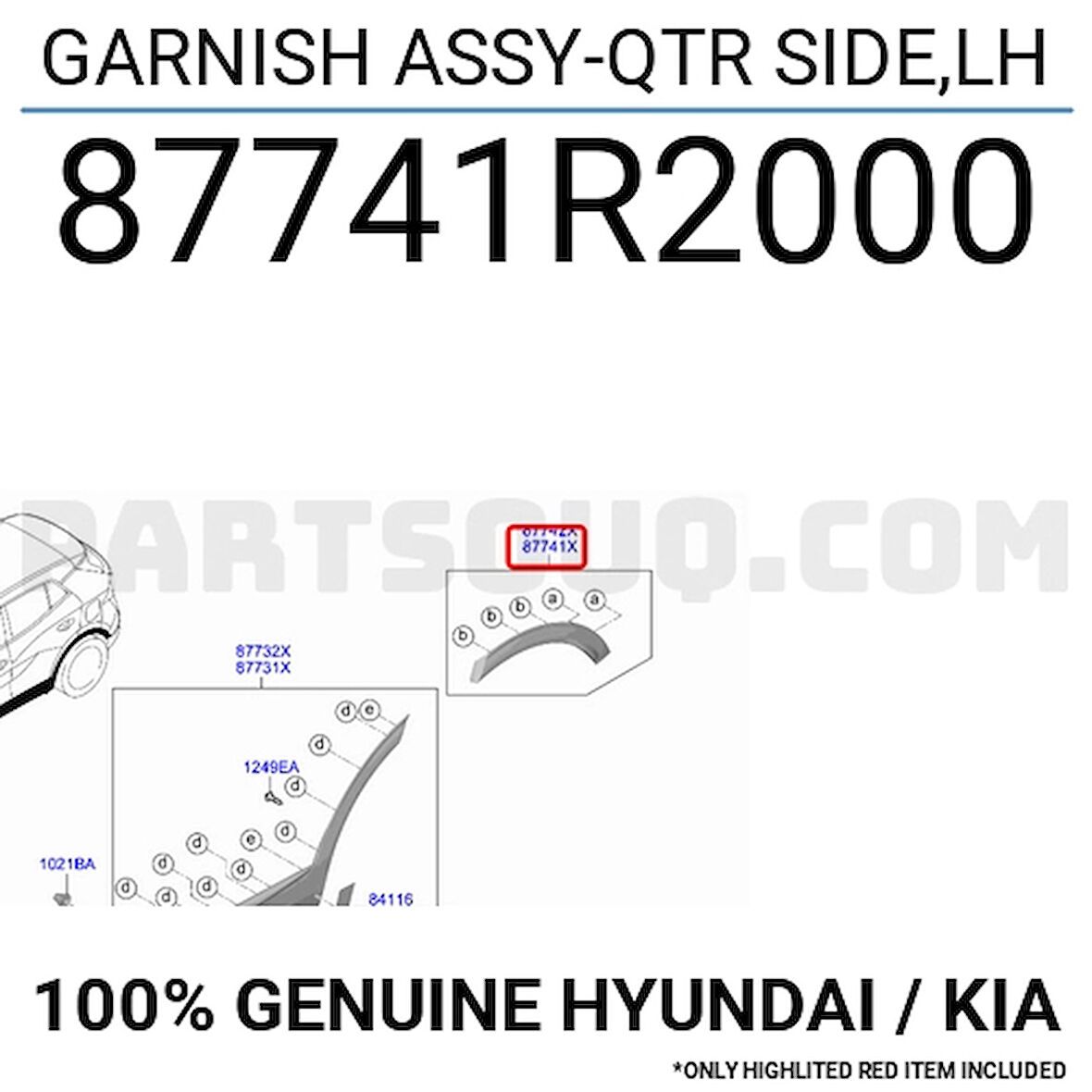 Dodik Stonic Arka Çamurluk Çıtası 2018-2021 Sol (Oem No:87741H8400)