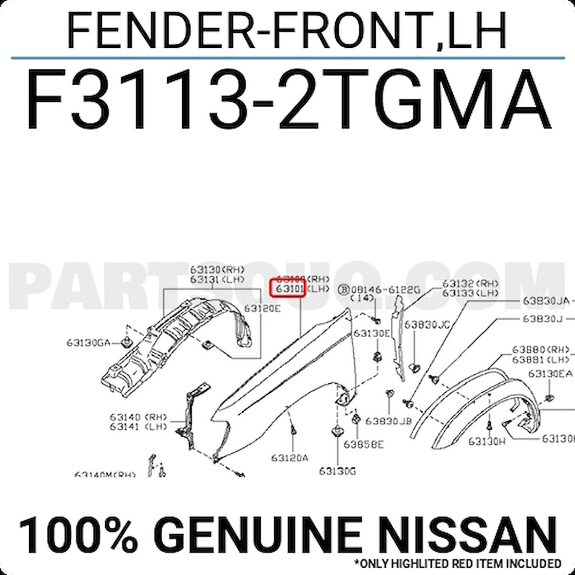 Çamurluk Pıckup 2003 Sonrası Skystar (Dodiksiz Tip) Ön Sol (Oem No:63113Vk000)