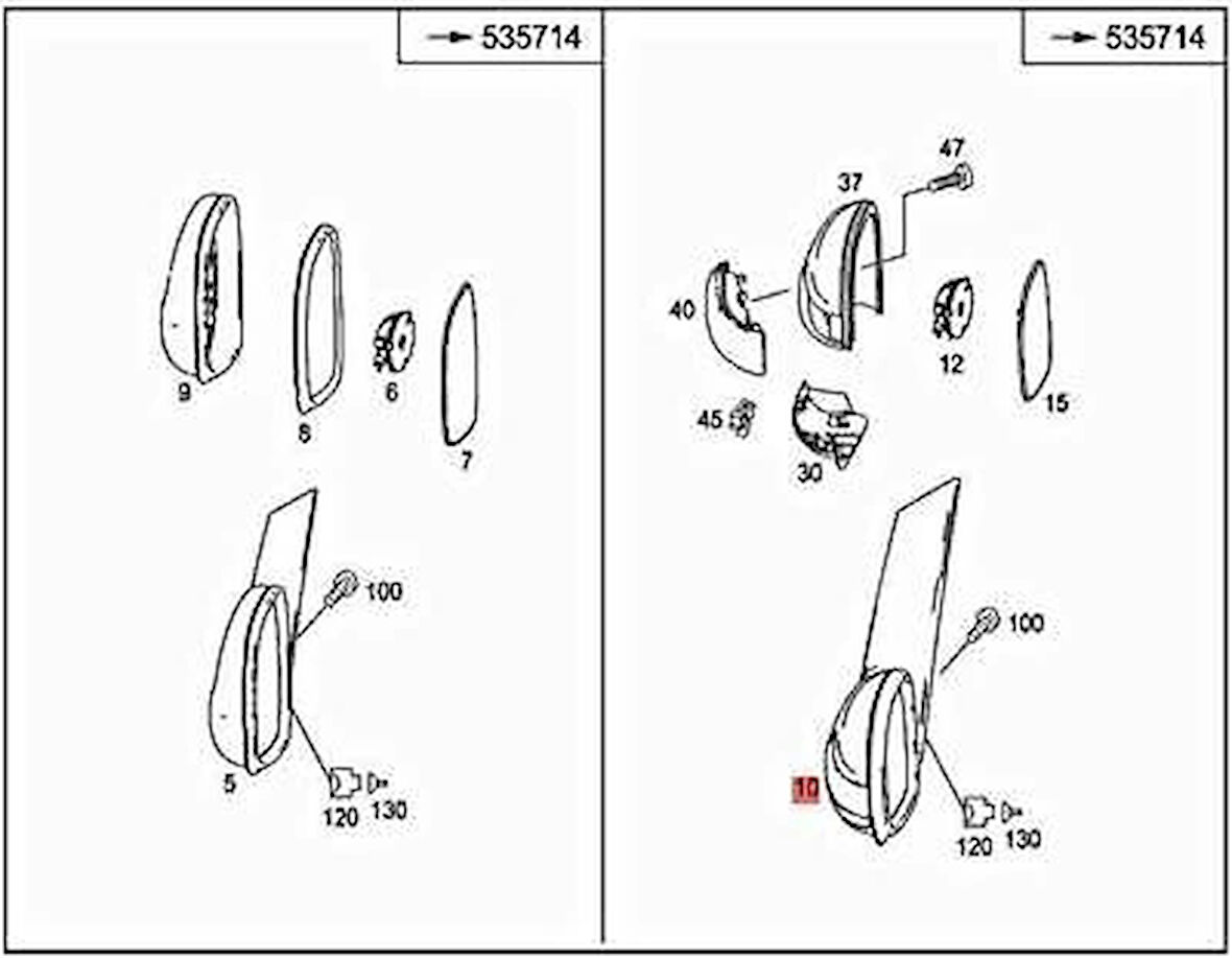 Mercedes Viano Elektrikli Ayna 2003-2011 Astarlı Kör Noktalı Sağ (Oem No:6398107616)
