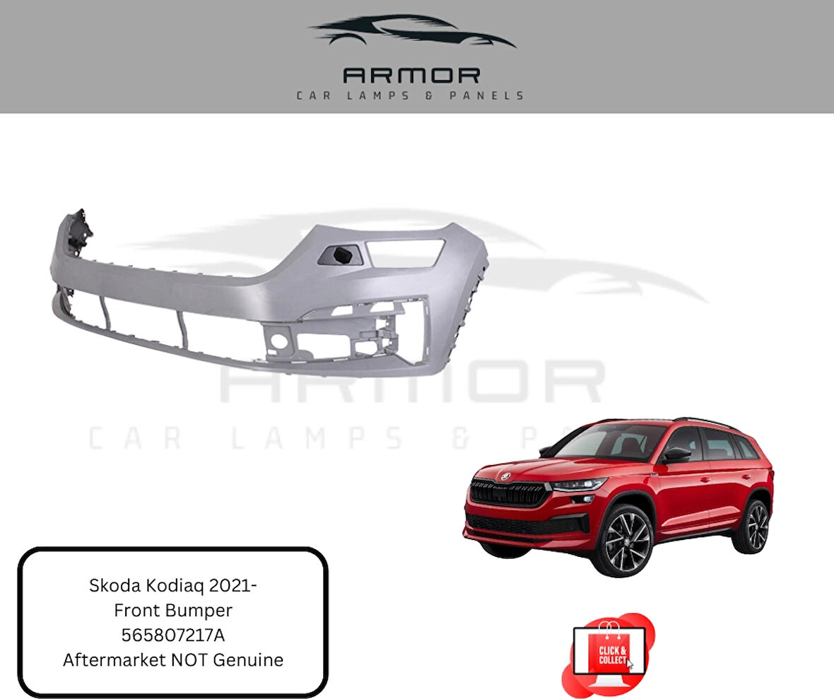 Skoda Kodiaq- 2021-2024  Ön Tampon Gri Astarlı/Far Yıkama Delikli (Tyg) (Oem No:565807217A)