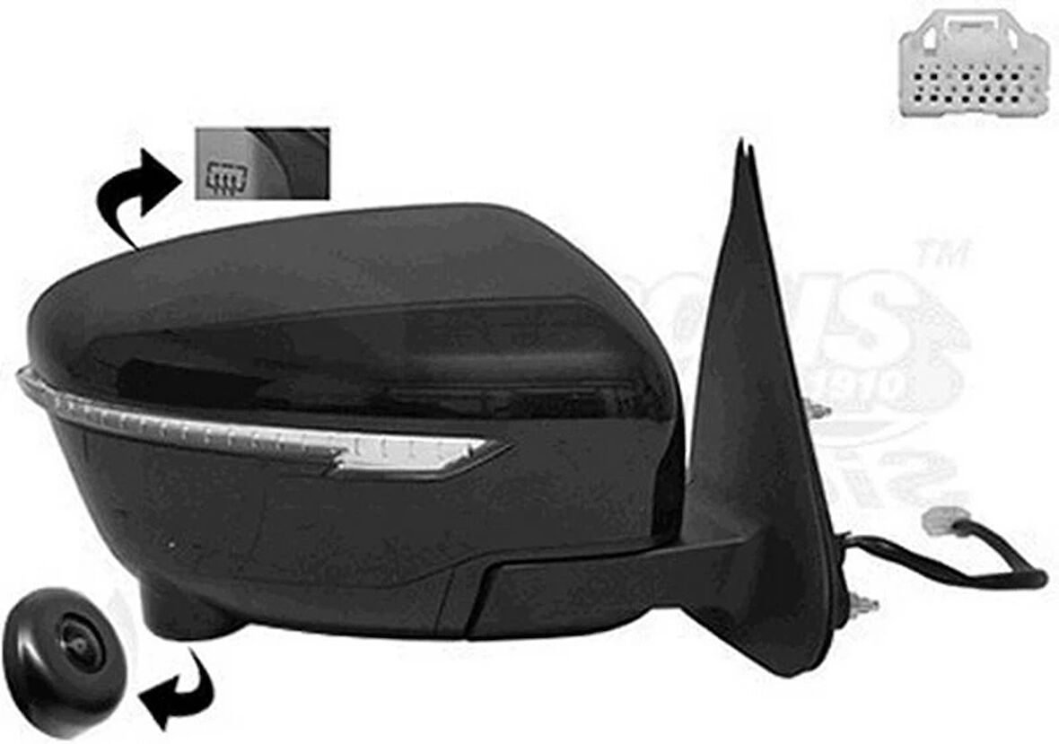 Qashqai Elektrikli Katlanır Ayna 2014-2016 Astarlı Sinyalli Kameralı Sağ Oem No:963014Eh8A
