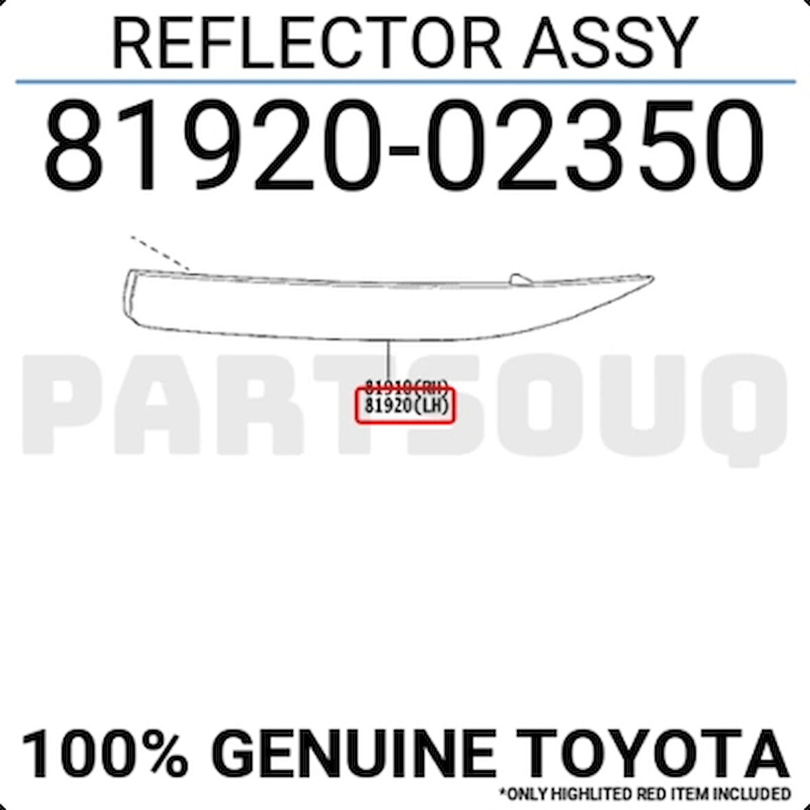 Toyota Corolla 2ZRF 2023 Reflektör Arka Sağ Oem No (8191002220)
