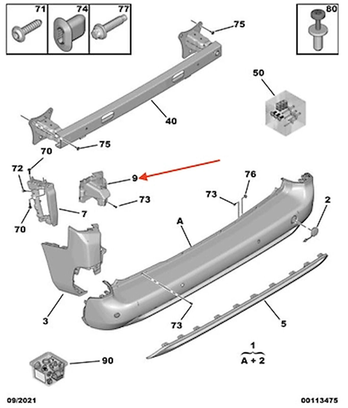 Peugeot Partner / Citroen Berlingo / Opel Rifter 2019 Sonrası / Fiat Doblo 2023 Sonrası Arka Sol Tampon Bağlantı Braketi Oem No (9816808580)