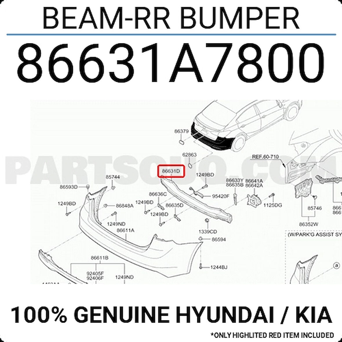 Hyundai i10 2011-2013 Arka Tampon Bağlantı Braketi Sağ Oem No (866190X200)