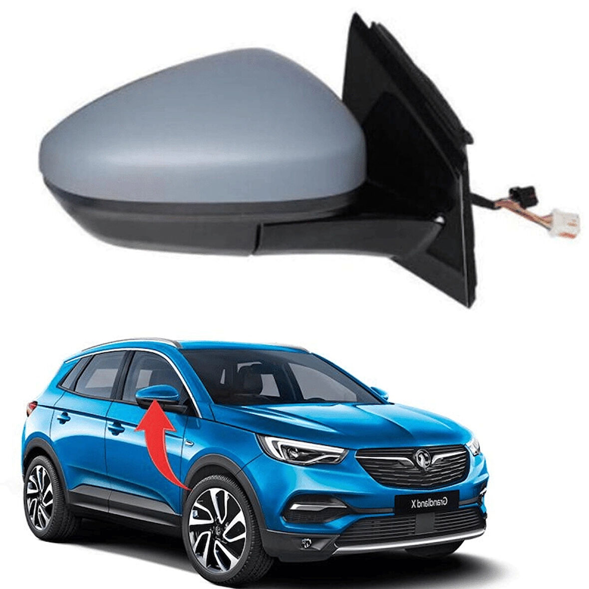 Opel Grandland 2017 Sonrası Elektrikli Ayna Camı Isıtmalı Sağ)