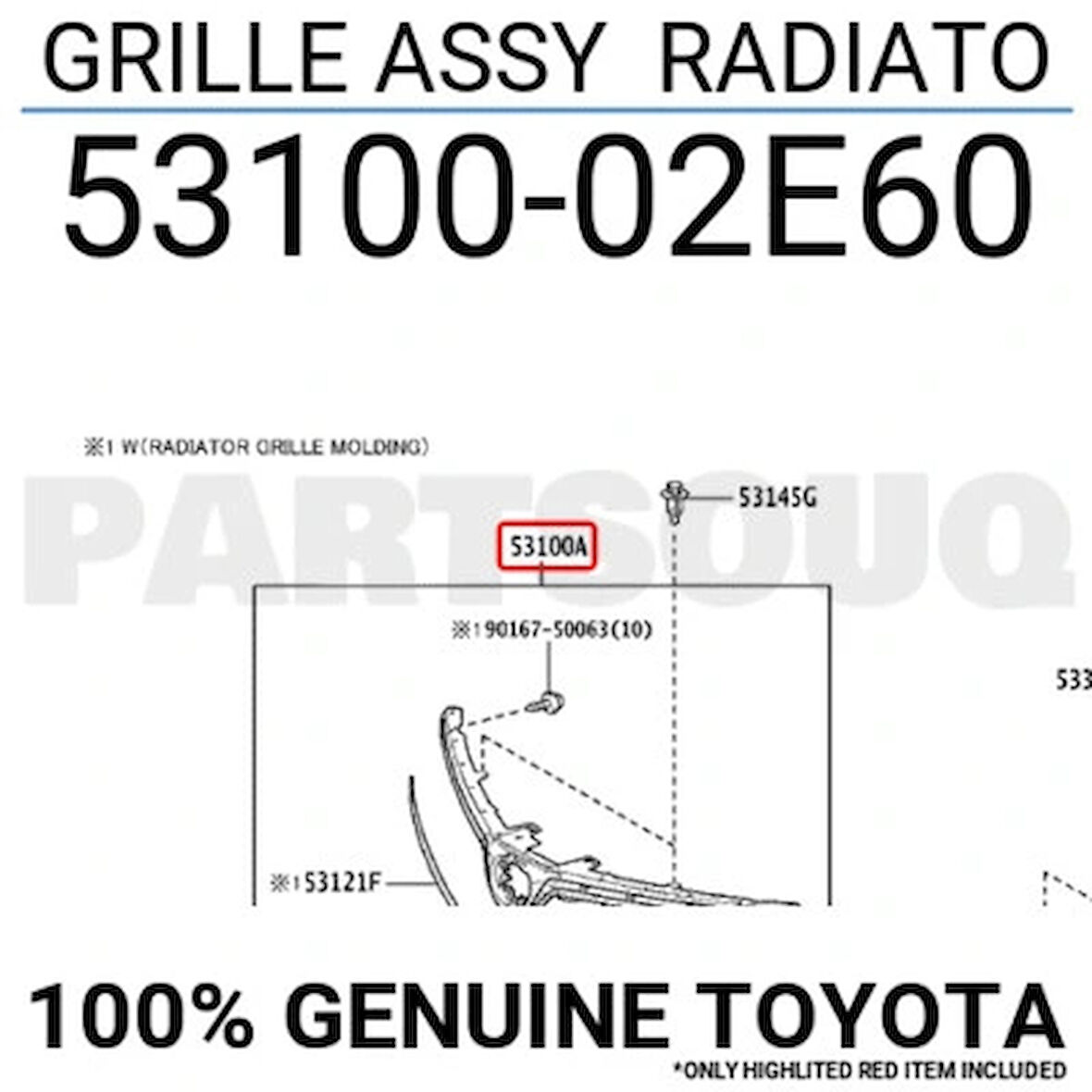 Corolla 2019- Panjur Nikelaj Çıtalı Oem No (53100-02E60)