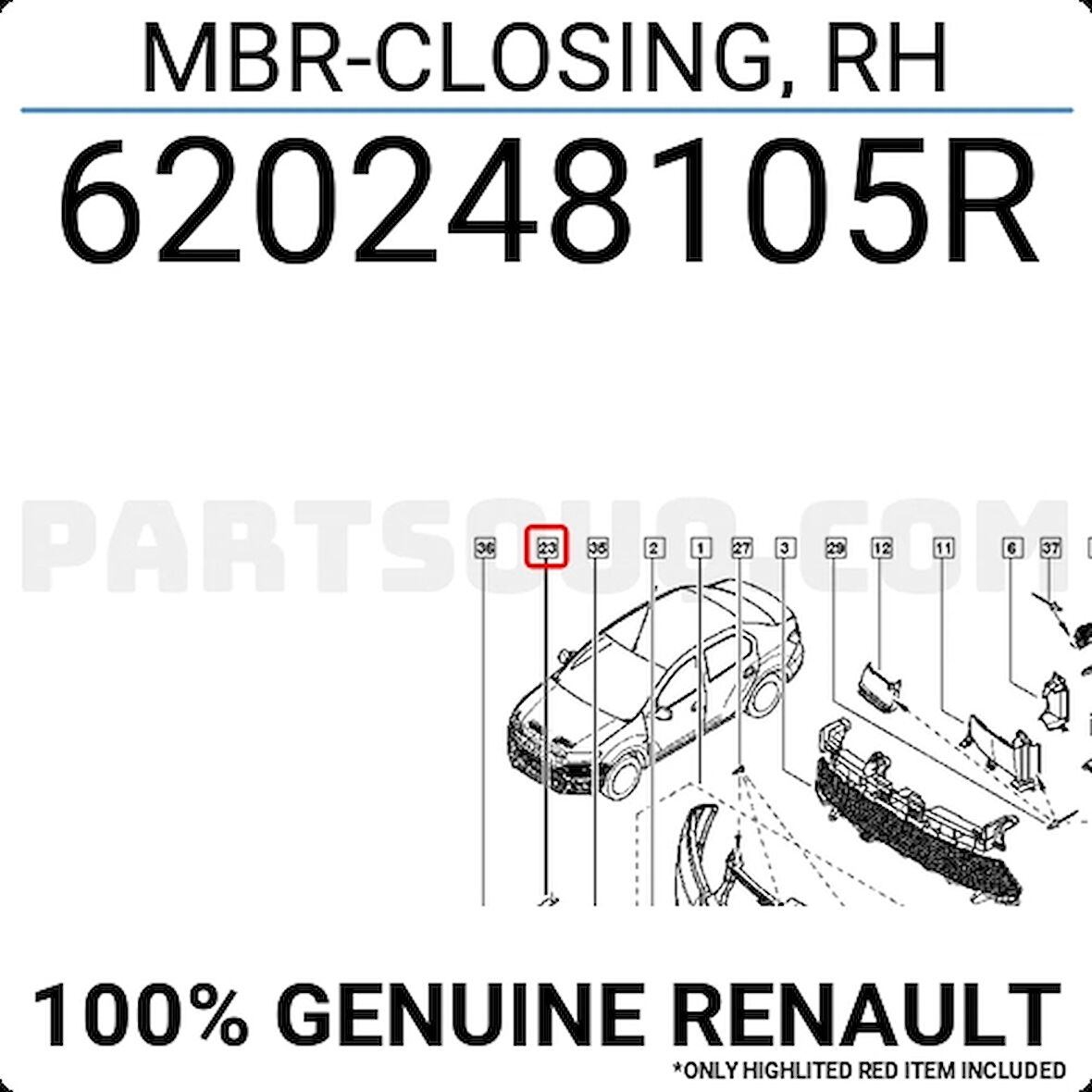 Clio Symbol - Logan - Sandero Ön Tampon Alt Koruyucu Sağ 2012- Oem No (620248105R)