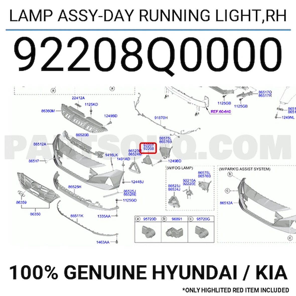 İ20 Gündüz Farı Sisli Sağ 2020- Oem No (92208Q0000)