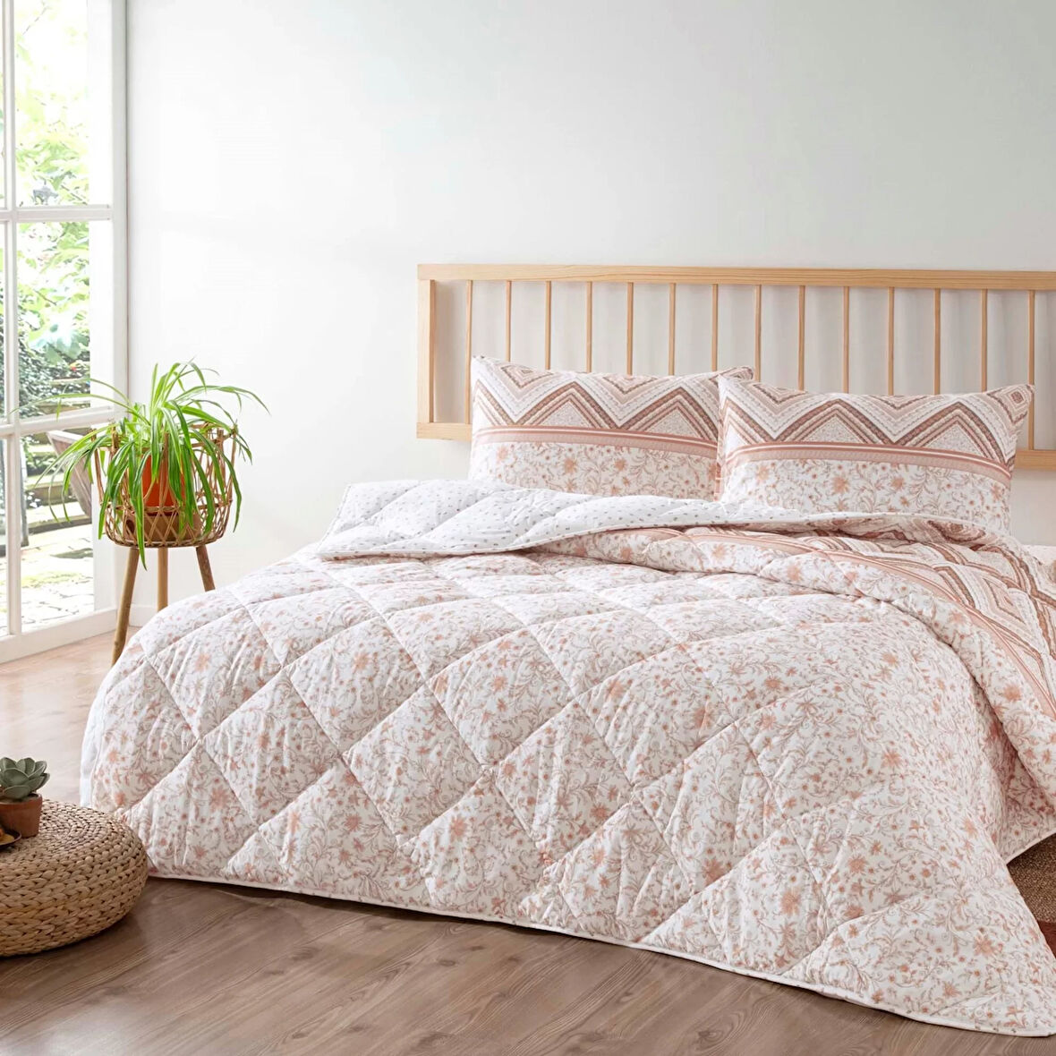 TAÇ SIENA RANFORCE ÇK YORGAN SET KAHVE