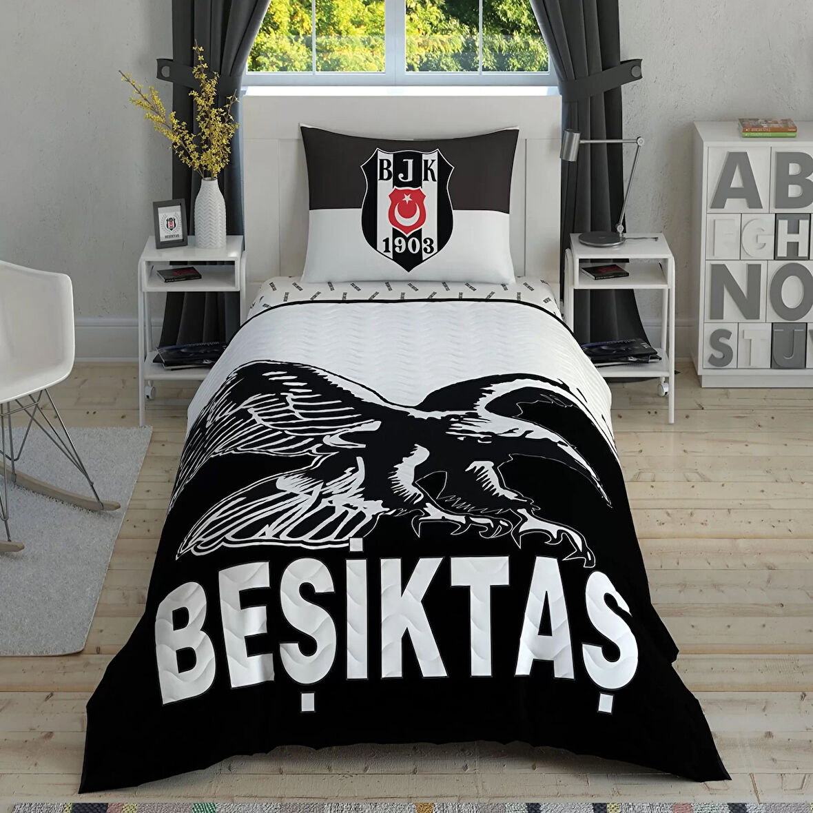 Taç Lisanslı Beşiktaş Kartal Pamuk Tek Kişilik Complete Set
