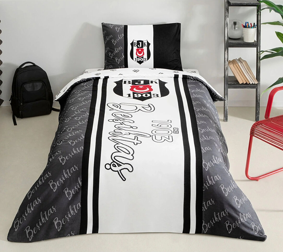 Beşiktaş 1903 Glow Tek Kişilik Nevresim Takımı (120x200 Lastikli Çarşaf)