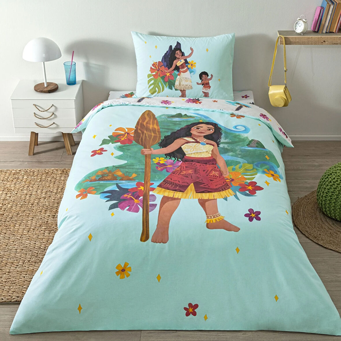 Taç Lisanslı Disney Moana Tek Kişilik Pamuk Nevresim Takımı