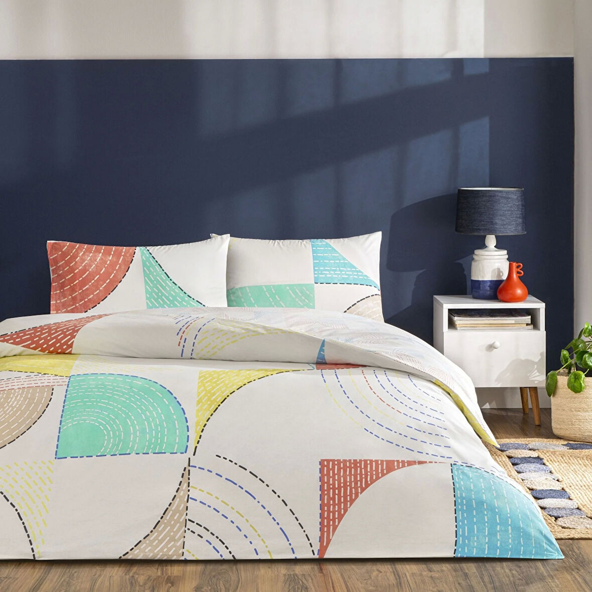 Taç Luvına Ranforce Çift Kişilik Nevresim Takımı Turkuaz