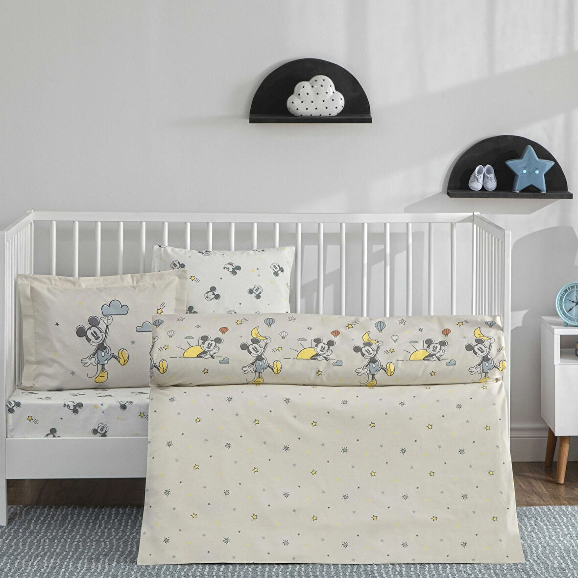 Taç Lisanslı Disney Mickey Mouse Dream Baby Pamuk Bebek Nevresim Takımı