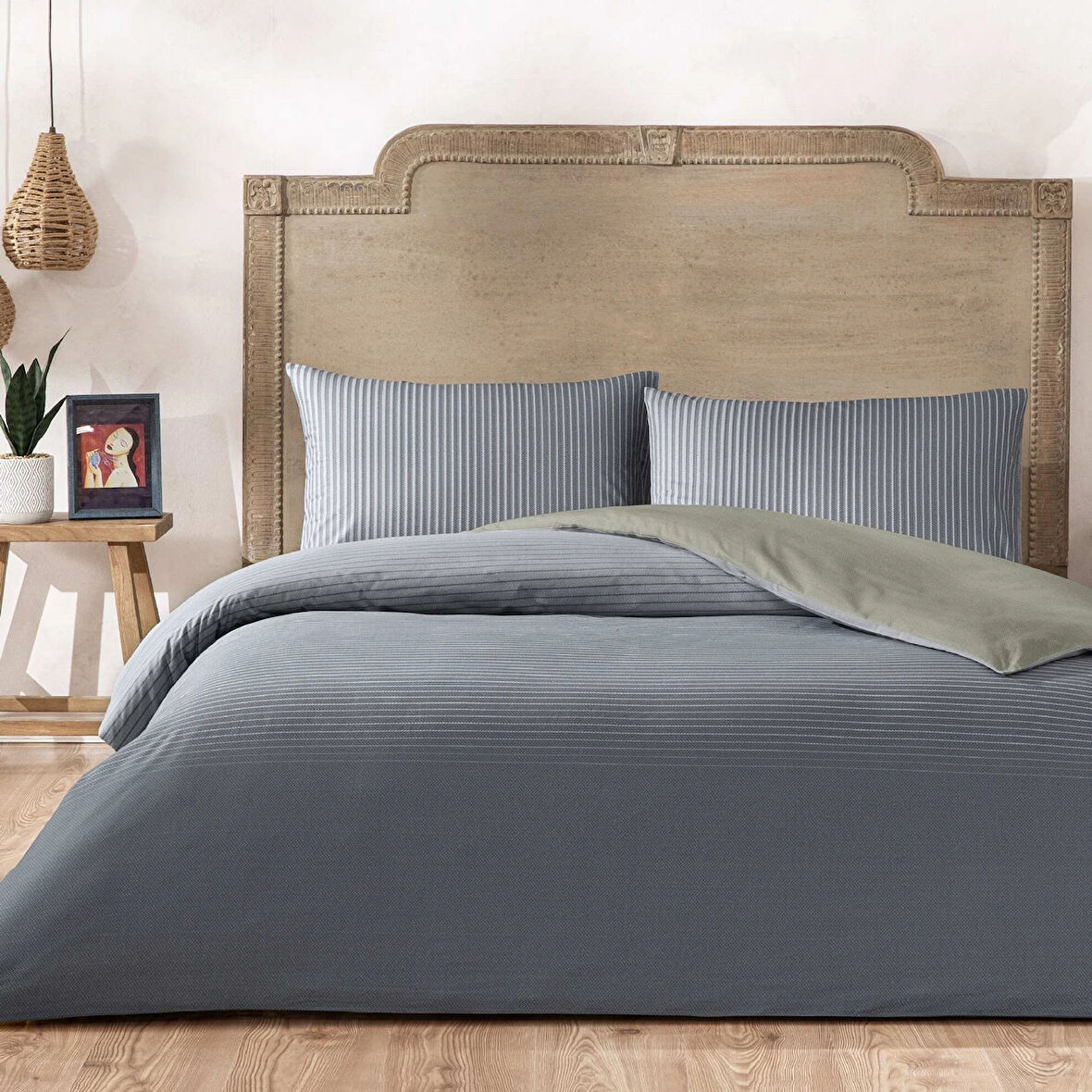 Taç Marwen Ranforce Çift Kişilik Nevresim Takımı Lacivert