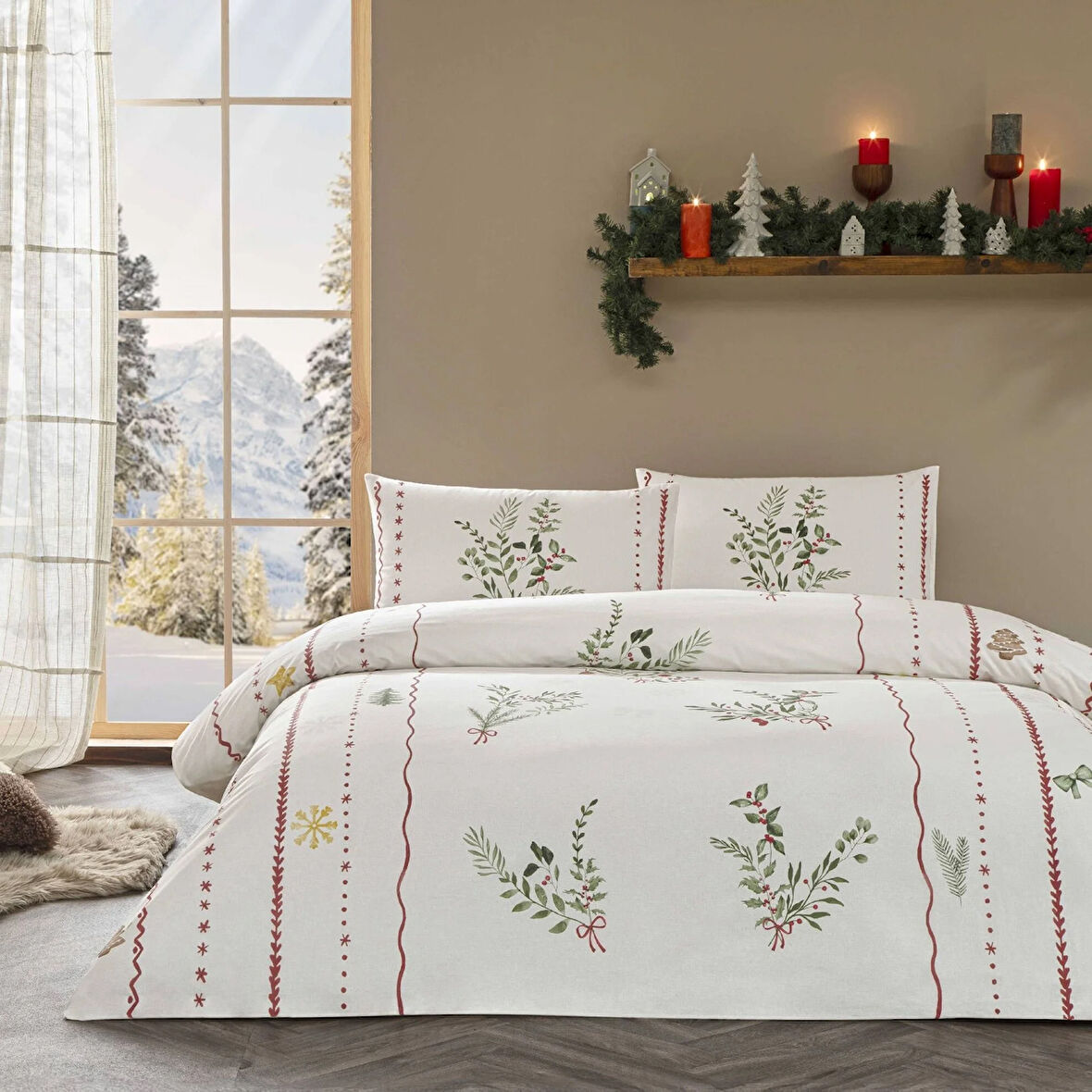 Taç Mistovia Glow Ranforce Çift Kişilik Nevresim Takımı Beyaz