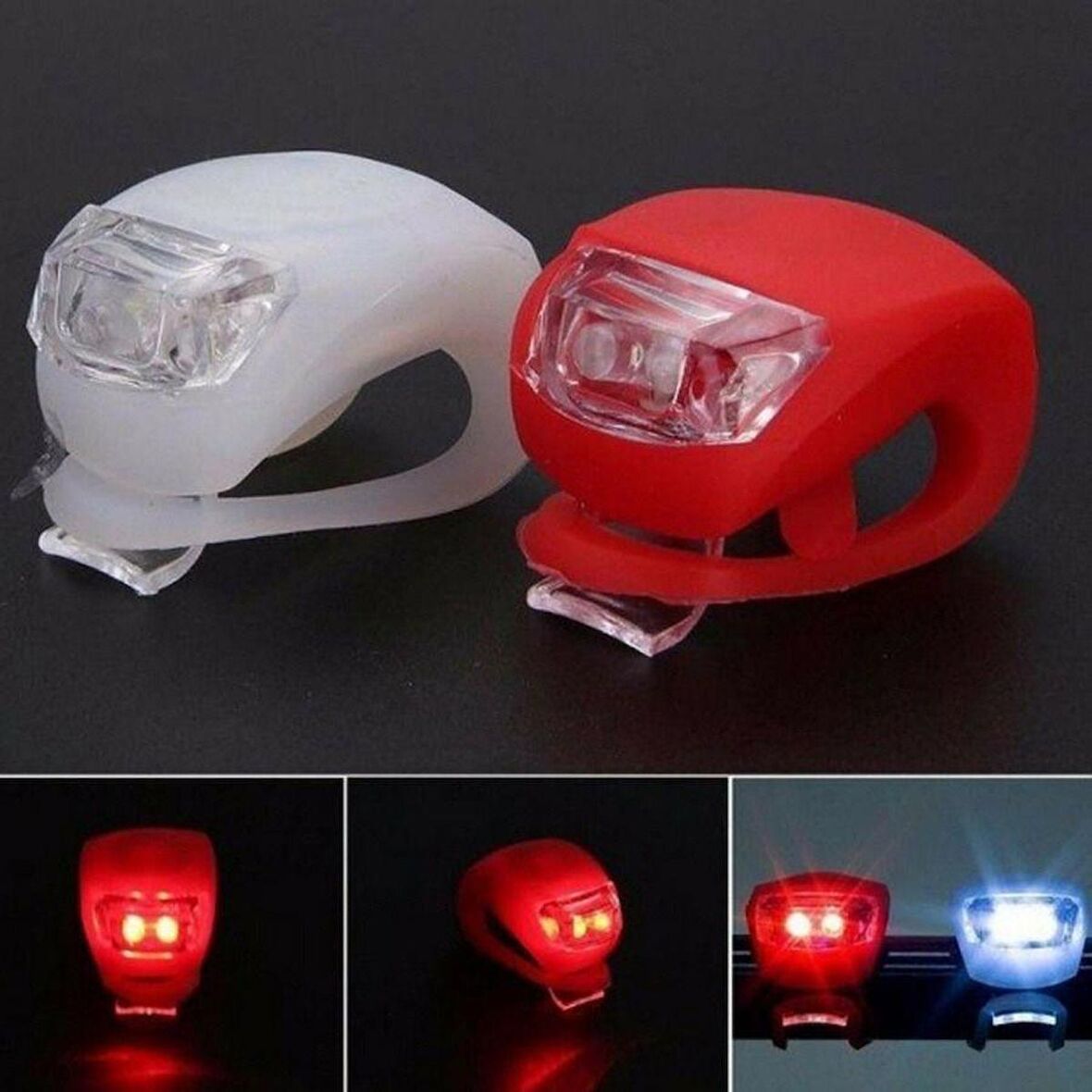 Silikon Bisiklet Işığı Ledli Çakarlı Bisiklet Işığı 1 Çift 