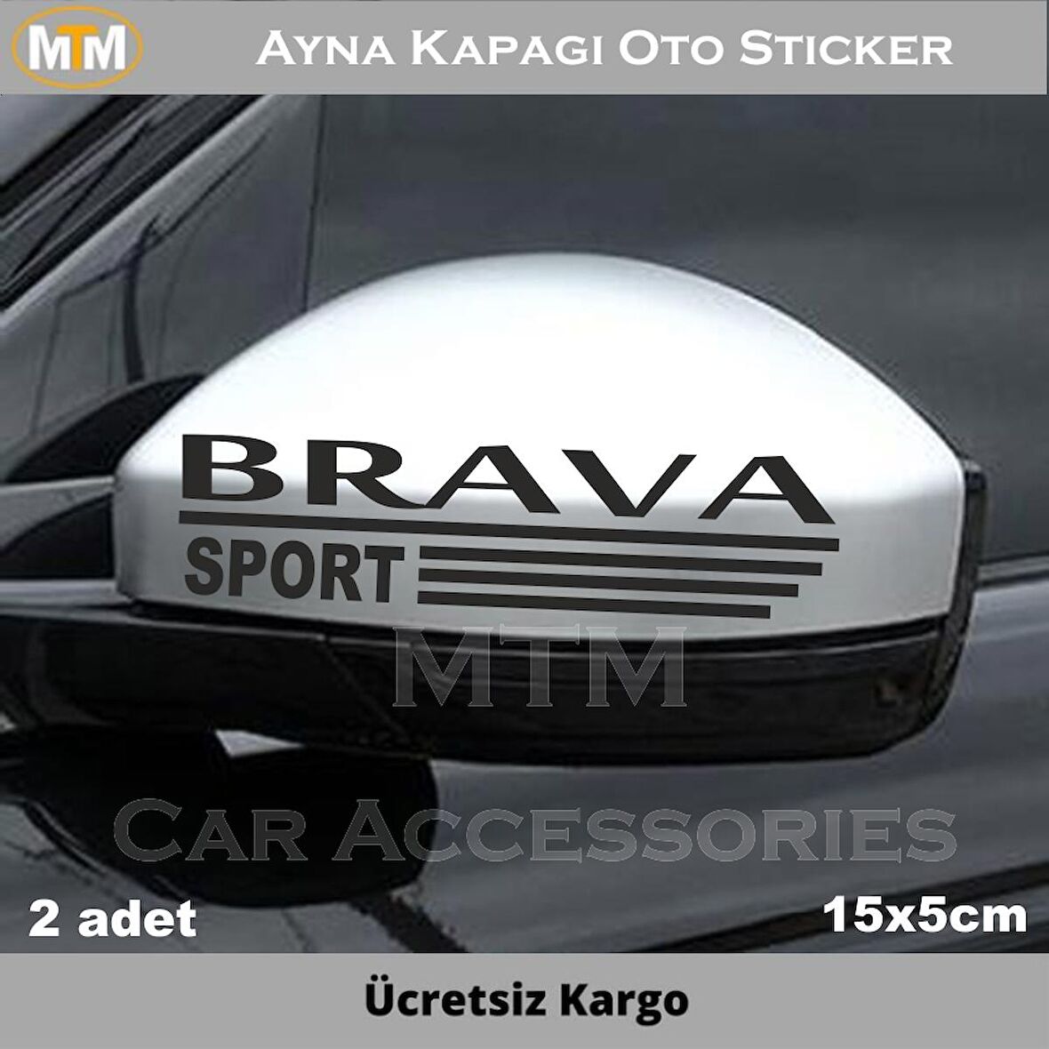 Fiat Brava Ayna Kapağı Oto Sticker (2 Adet)