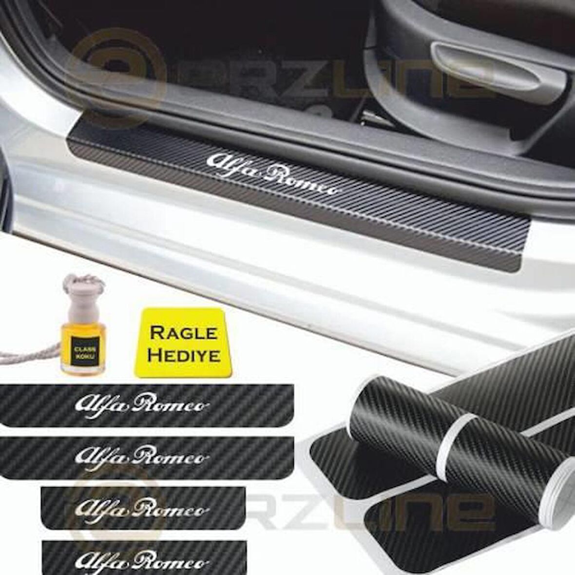 Alfa Romeo Karbon Kapı Eşiği Sticker (4 Adet)