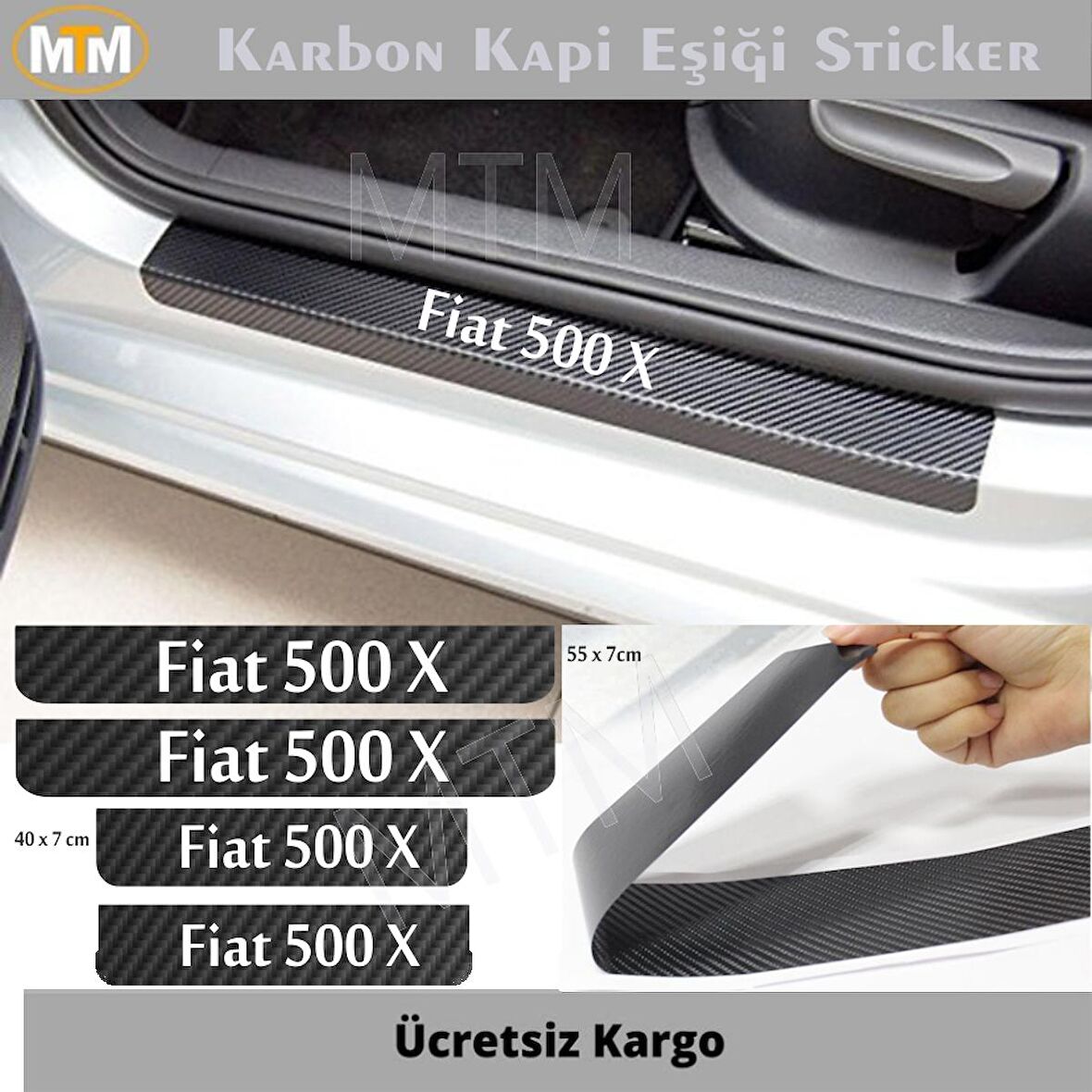 Fiat 500X Karbon Kapı Eşiği Sticker (4 Adet)