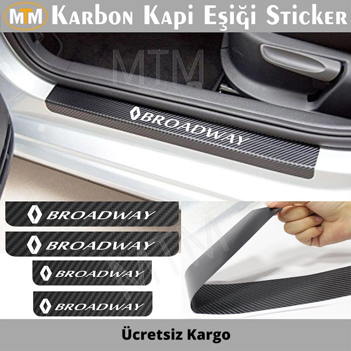 Renault Broadway Karbon Kapı Eşiği Sticker (4 Adet)