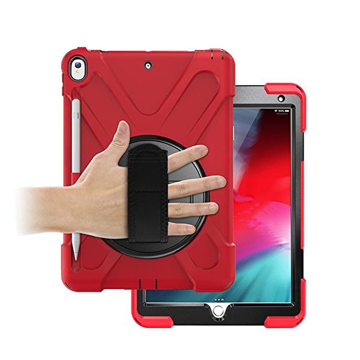 Ally İpad Pro 10.5 Air10.5 2019 Kalem Yerli Standlı Zırh Kılıf KIRMIZI