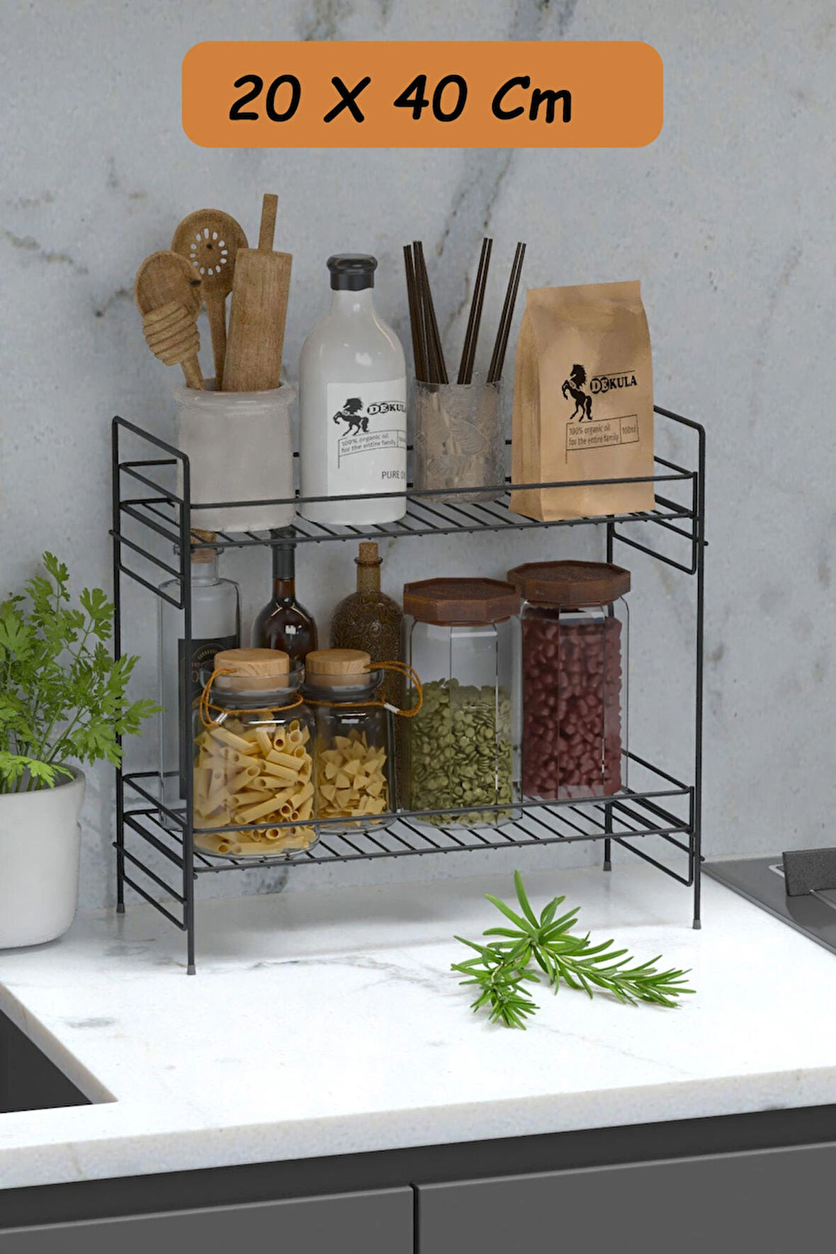 2 Katlı Mutfak Rafı Banyo Dolabı Çok Amaçlı Düzenleyici Baharatlık Masa Üstü Tezgah Raf Organizer