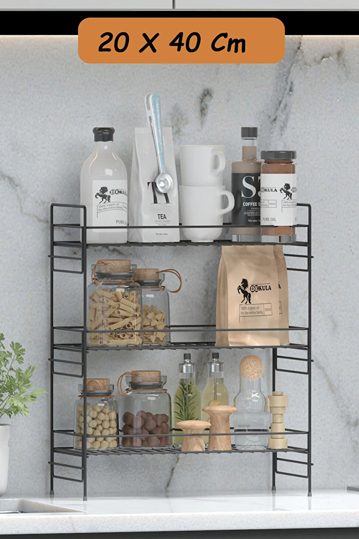 3 Katlı Mutfak Rafı Banyo Dolabı Çok Amaçlı Düzenleyici Baharatlık Masa Üstü Tezgah Raf Organizer